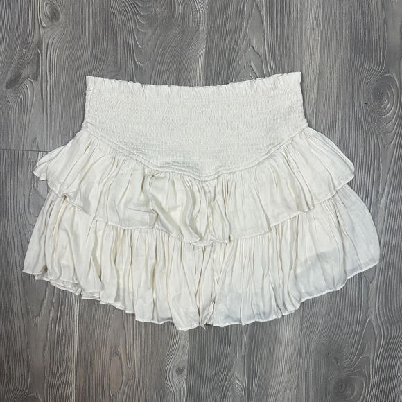 Mustard Seed Dresses & Skirts - Mustard Seed‎ Cream Tiered Mini Skort with Elasticated Waist